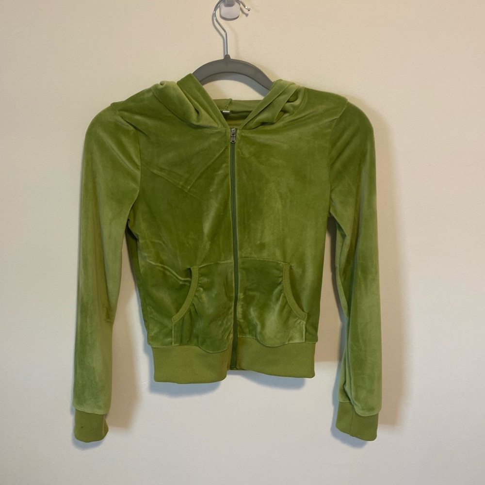 Green velour zip up